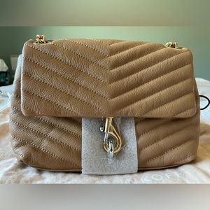 Rebecca Minkoff Small Edie Quilted Pebble Leather Crossbody color dune